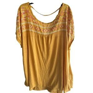 TEMPTED HEARTS Los Angeles Mustard yellow embroidered boho NWT plus sz 3X XXXL